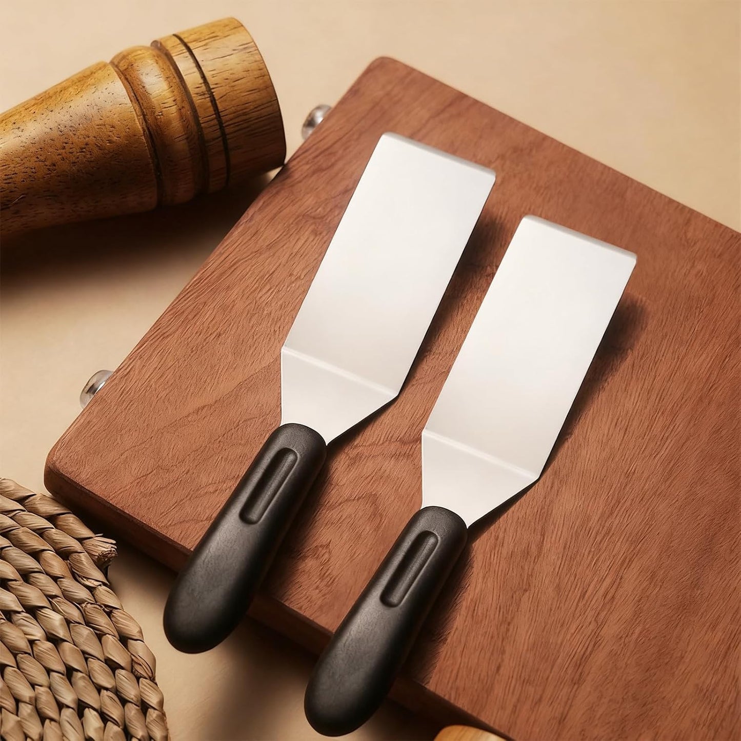 Juego de 2 espátulas pequeñas de acero inoxidable para cocina