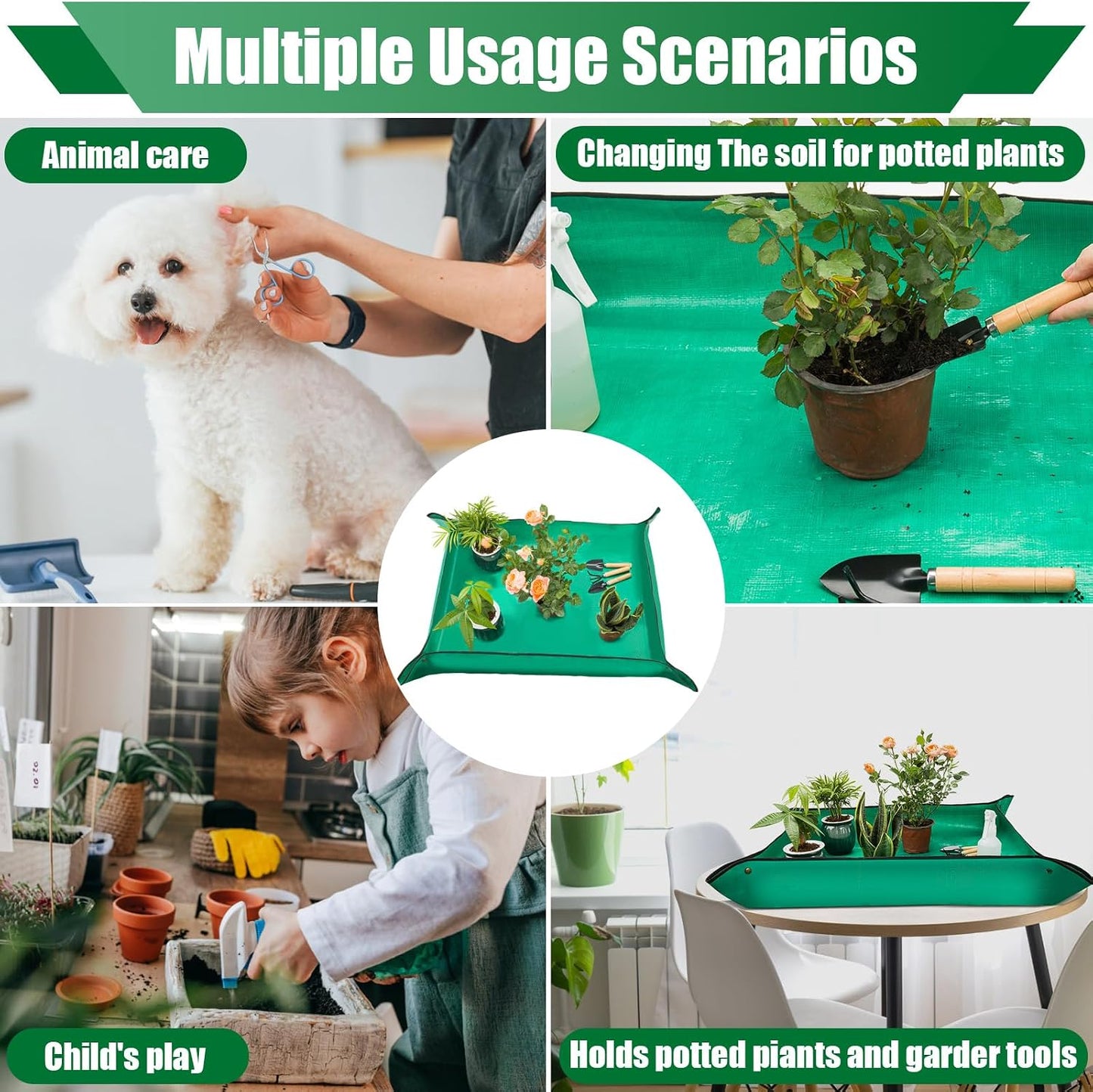 2 Alfombrillas trasplante plantas impermeables interiores