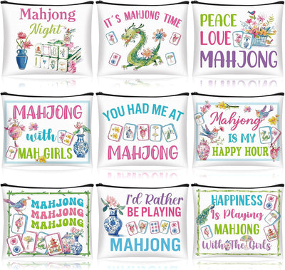 Bolsa cosméticos mujer Mahjong con cremallera regalo suerte