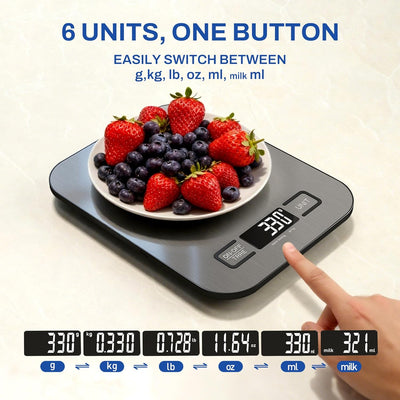 Báscula digital de alimentos 11lbs 6 unidades LCD cocina compacta