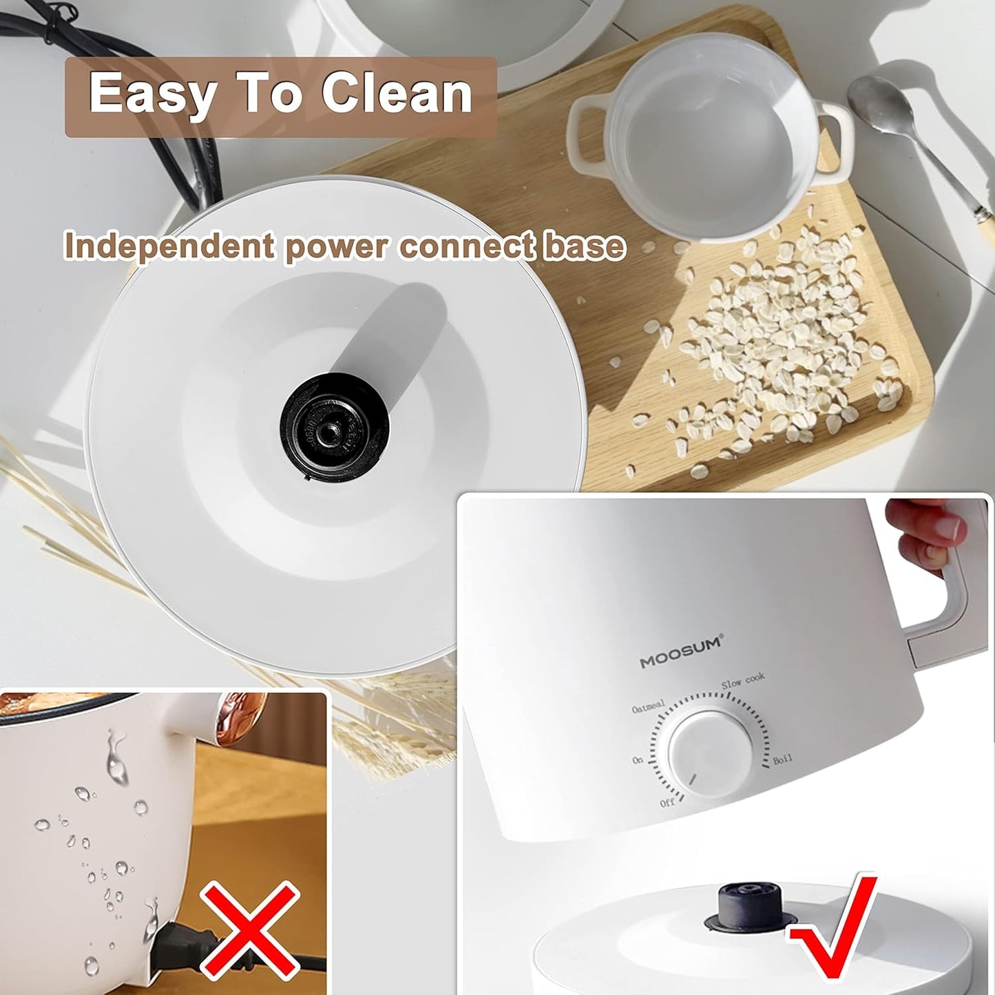 Mini olla eléctrica 1.5L acero inox con protección sobrecalentamiento
