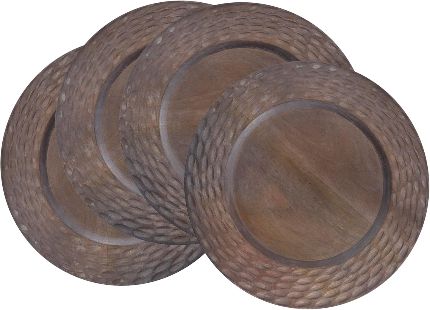 Bajoplatos decorativos de madera de mango texturizado juego de 4