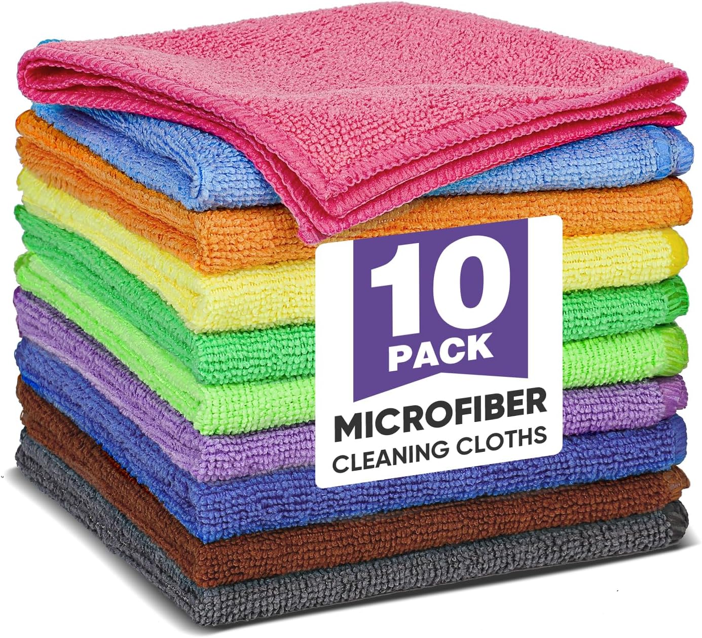 10 Pzas Paños Microfibra 11.8x11.8pulg 10 Colores Absorbentes