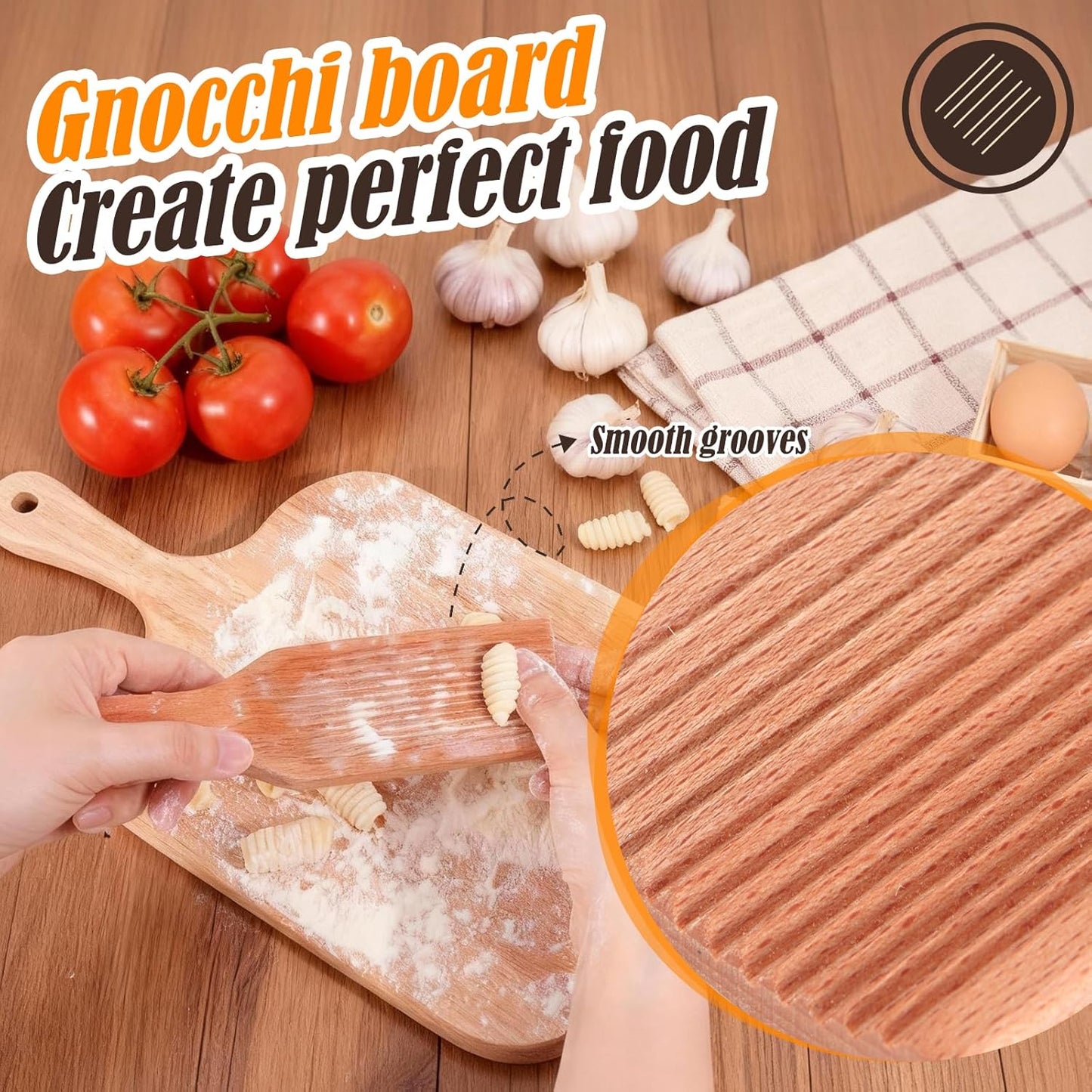 Tabla de ñoquis de madera para hacer pasta en casa