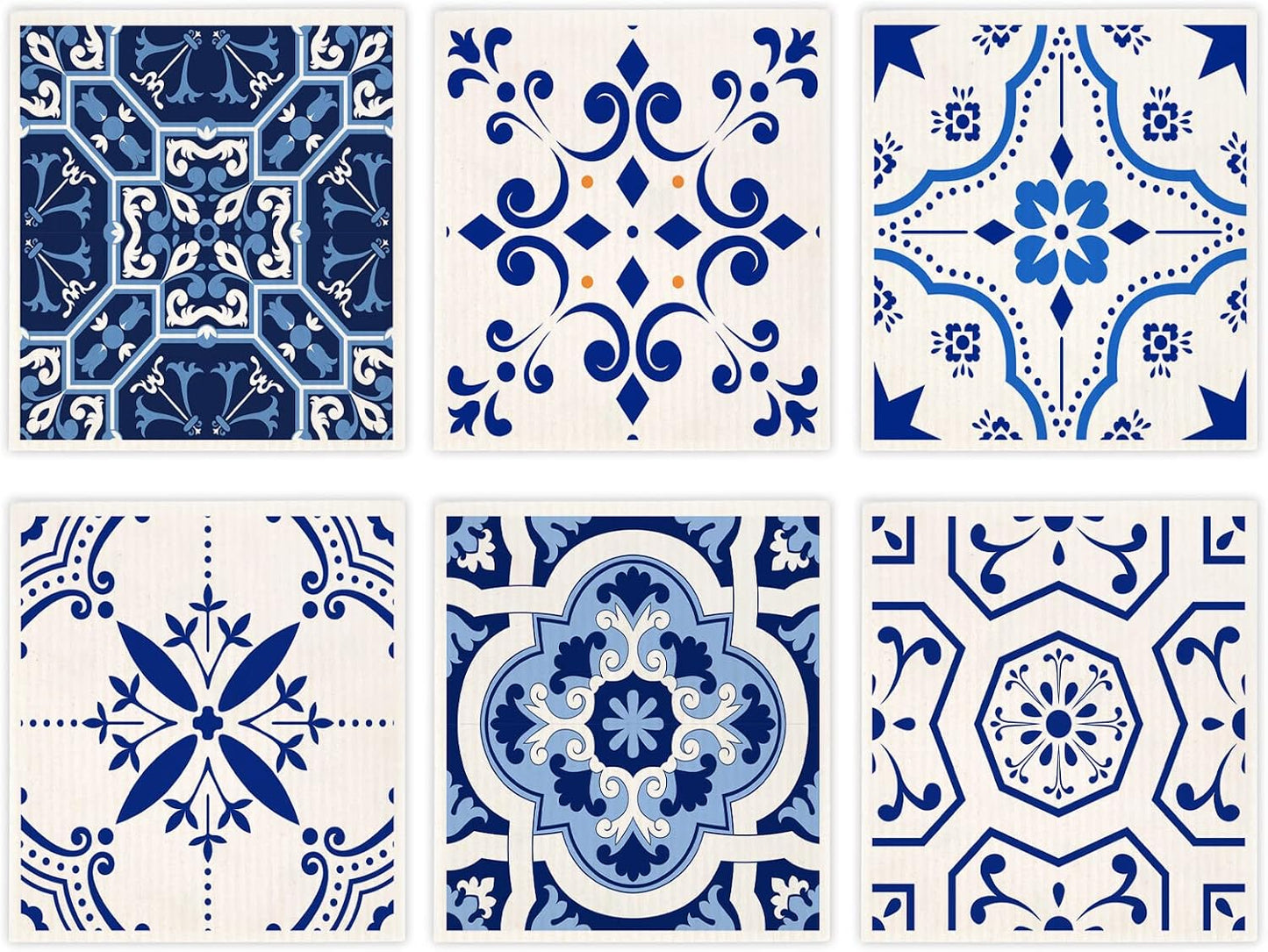 6 Pzas Paños Mano Reutilizables Celulosa Azul