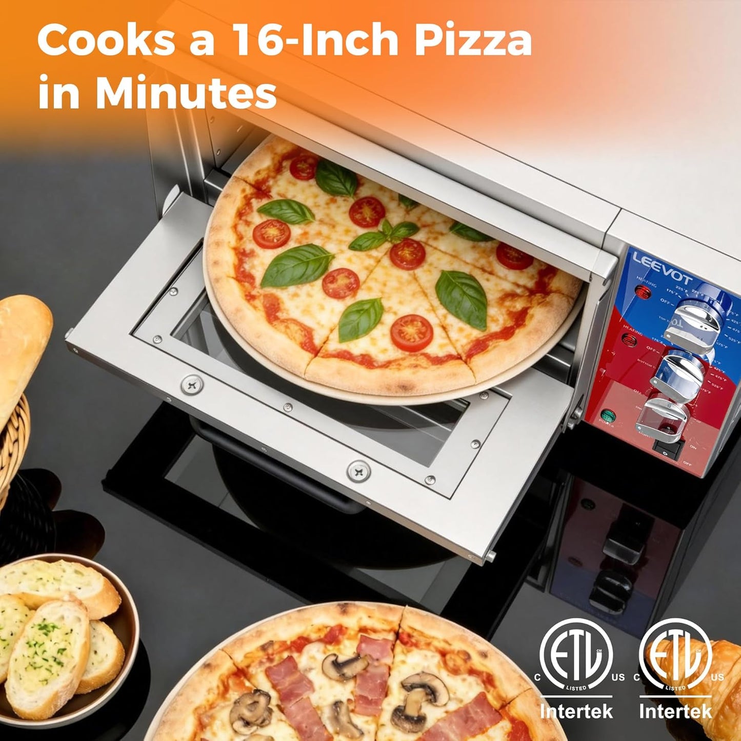 Horno pizza 16 pulgadas 1800W encimera certificado ETL