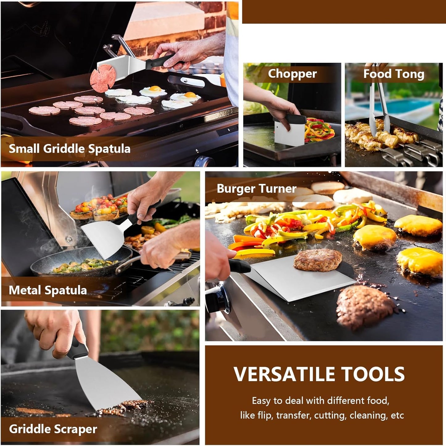 Kit 25 Accesorios Plancha Blackstone Espátula Inox