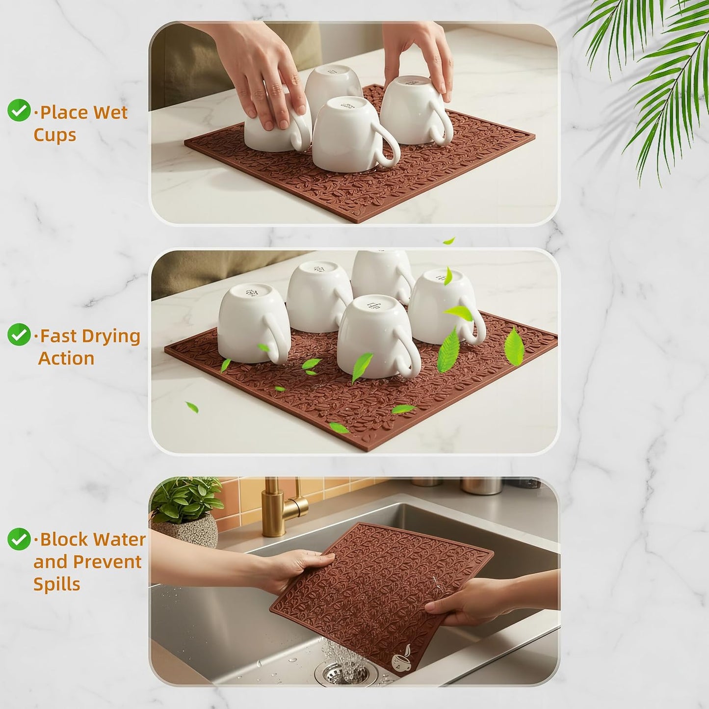 Tapete antideslizante 10x12pulg diseño 3D café para barra