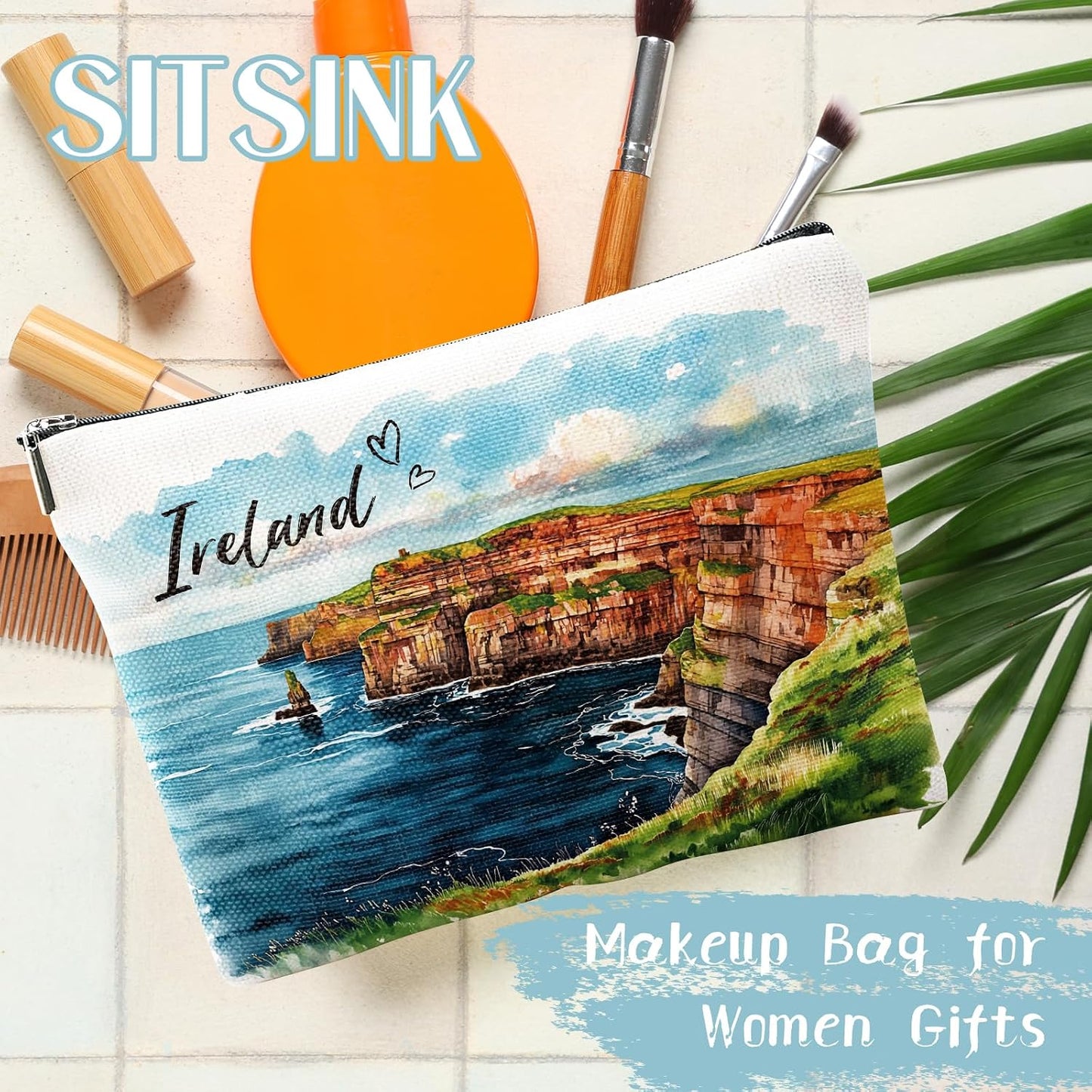 Bolsa maquillaje souvenir Irlanda para viajeras mujeres
