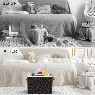 Cesta lavandería plegable estampado leopardo negro