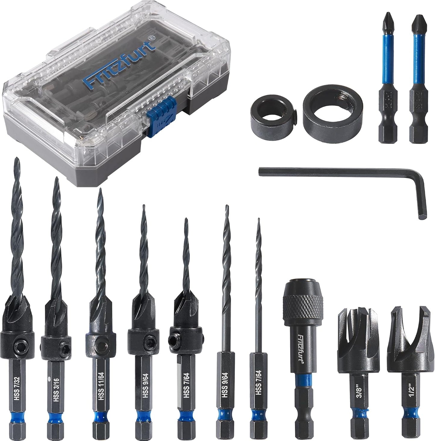 Set 15 Brocas Cónicas Carpintería Vástago 1/4pulg