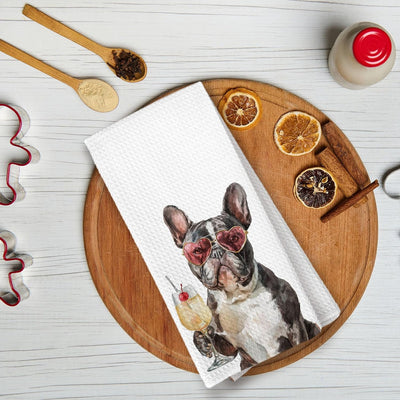 Juego de 2 toallas de cocina con diseño de bulldog francés