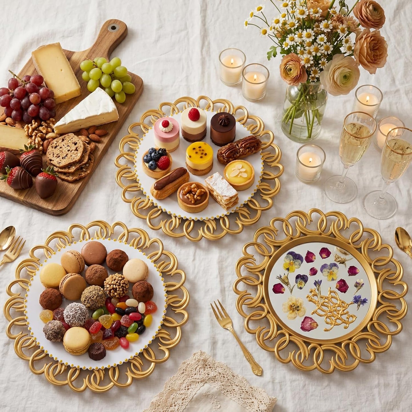 Platos cargadores plástico 13 pulg decorativos para eventos