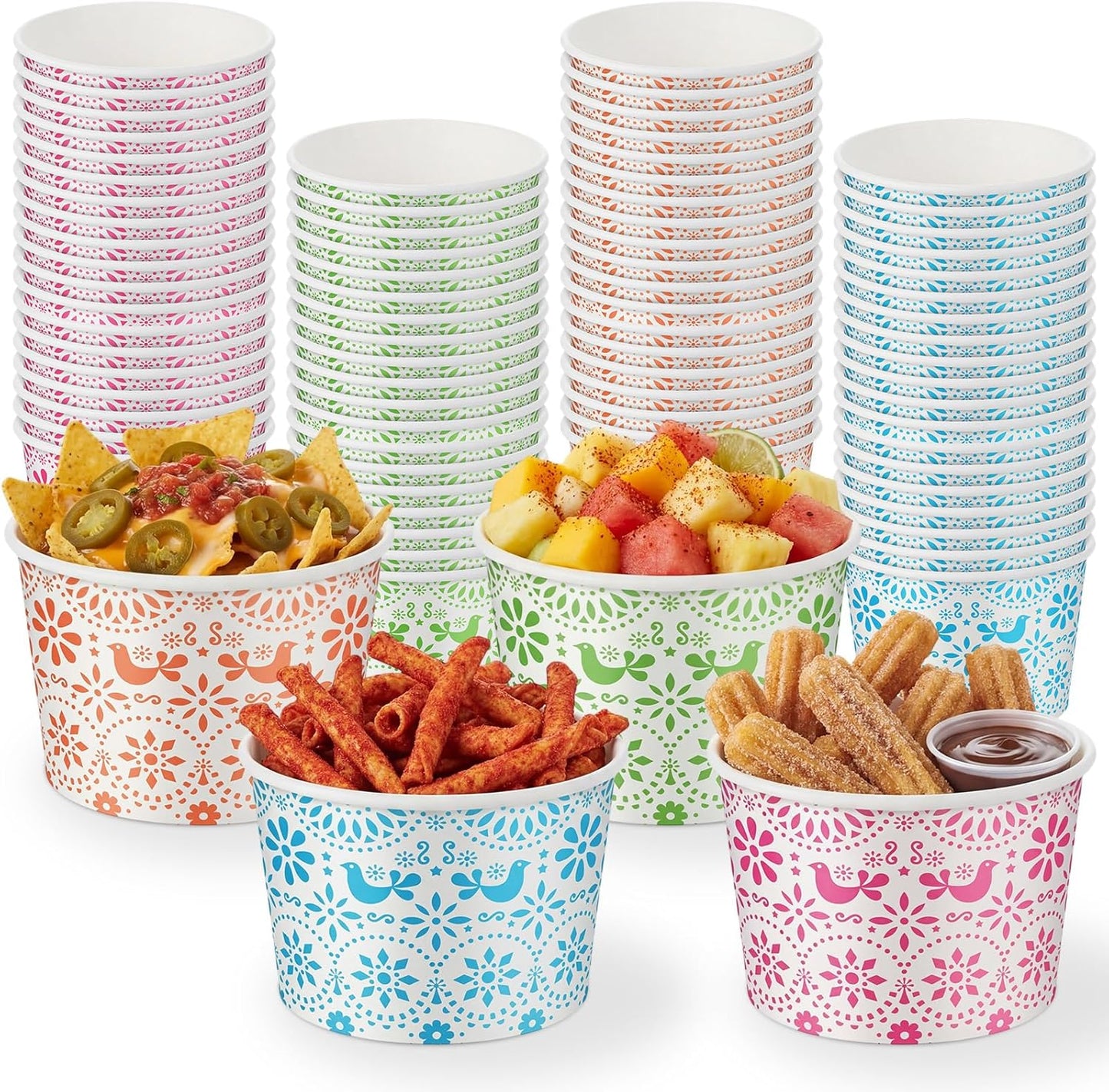 100 cuencos de papel para fiesta mexicana de 9 oz