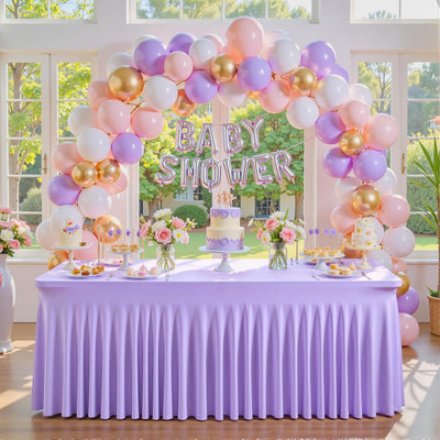 6 Manteles Elastano Lavanda 6pies Con Falda Bodas Fiestas