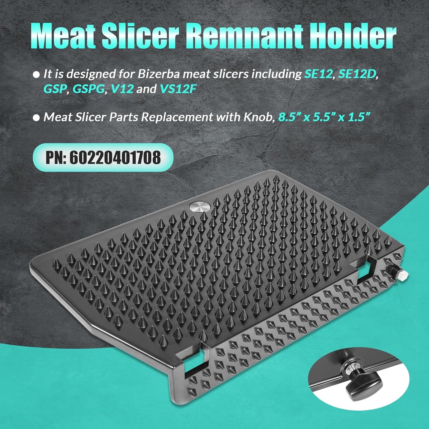 Soporte remanente carne Bizerba SE12 V12 repuesto perilla negro