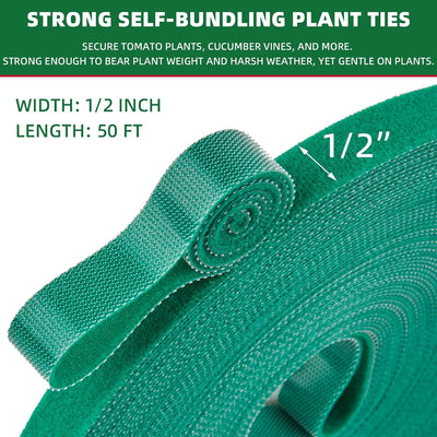 Rollo ataduras jardín reutilizables 50ft x 1/2pulg
