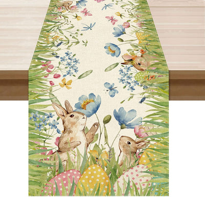 Decoración Pascua huevos conejos flores 13x72pulg