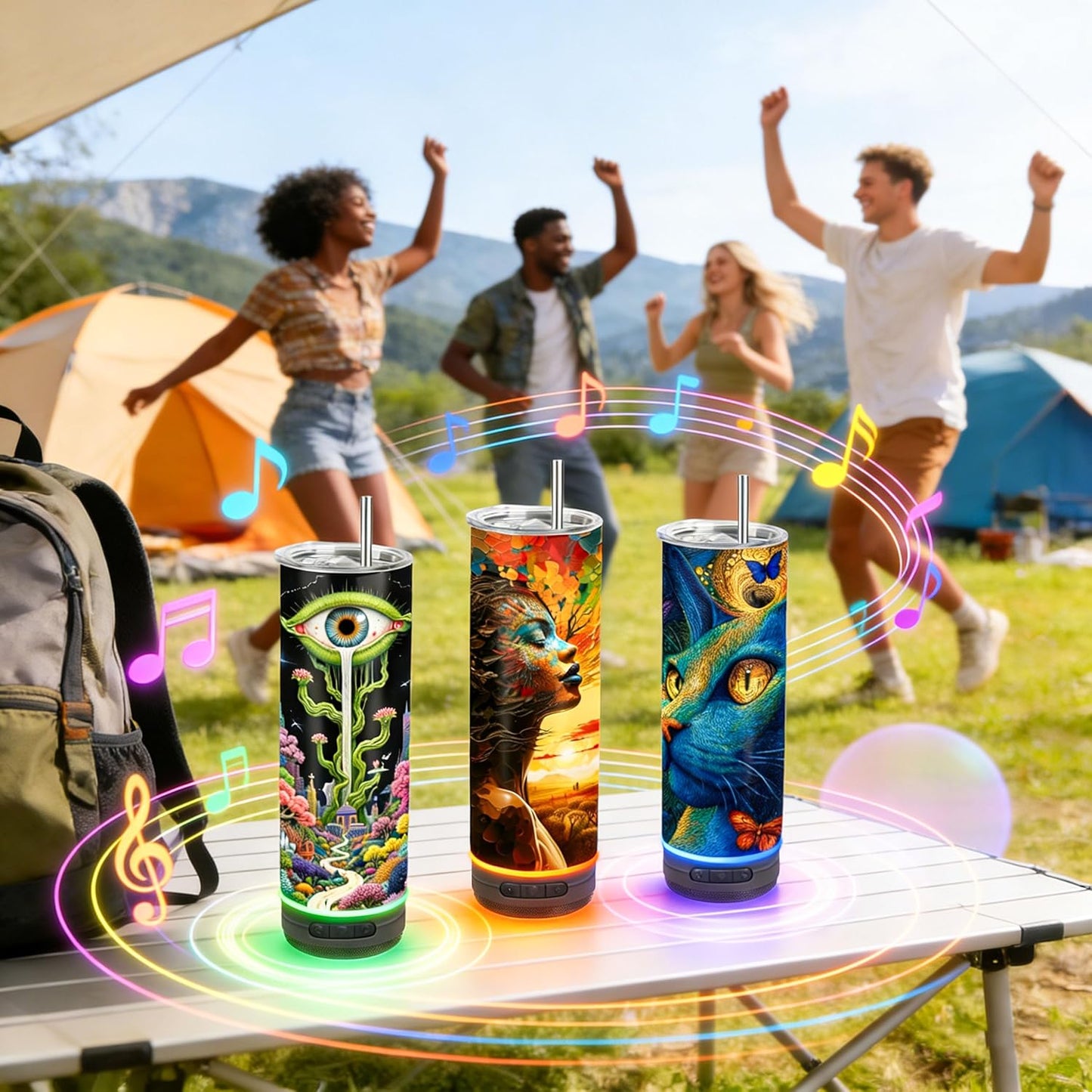Vasos de sublimación con altavoz Bluetooth 20 oz en caja de regalo