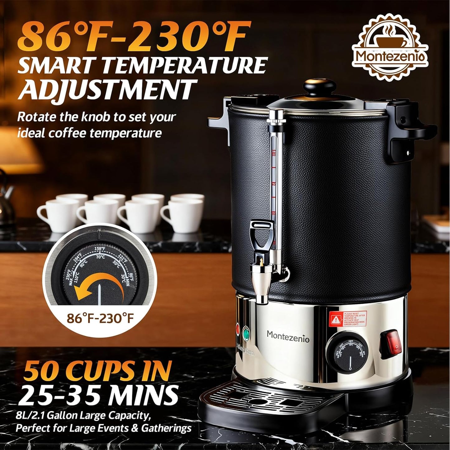 Urna Café Comercial 1500W Acero Inox 304 Control Temperatura