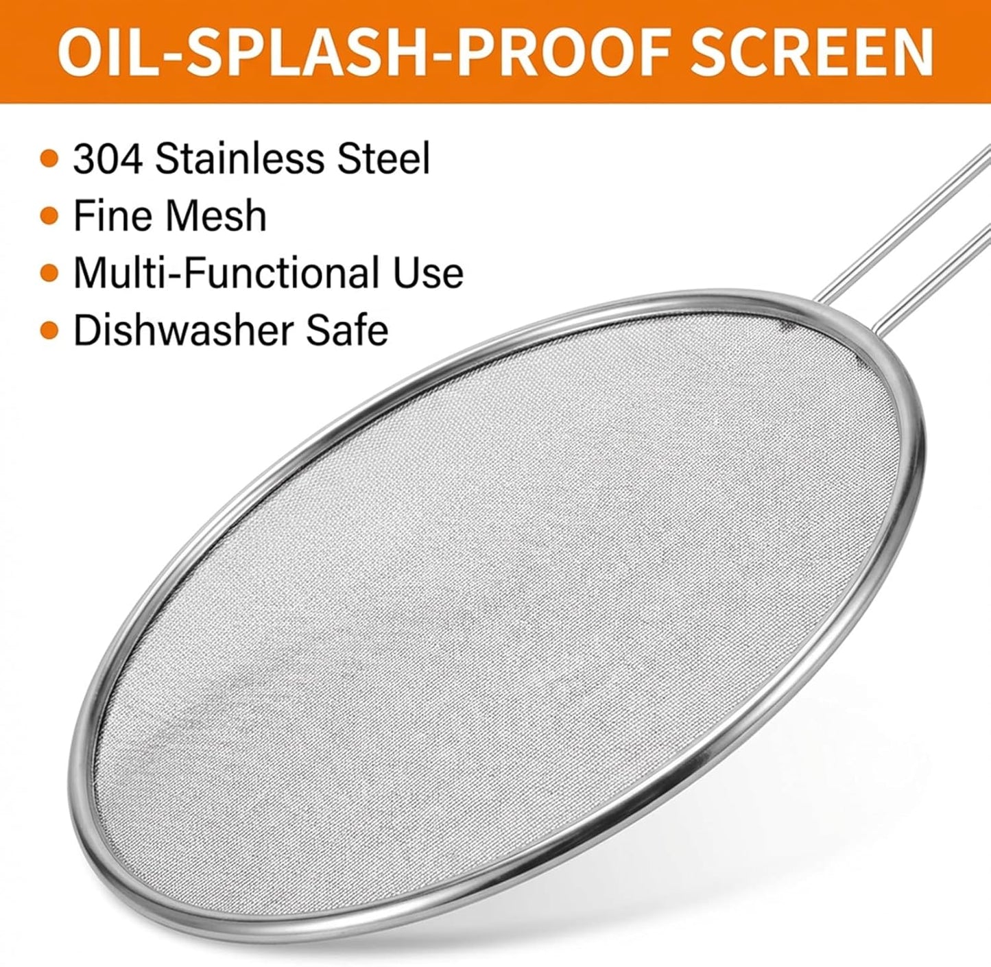 Protector grasa acero inox 7.5pulg malla fina mango comodo