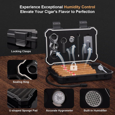Juego humidificador puros viaje con cortador y soporte