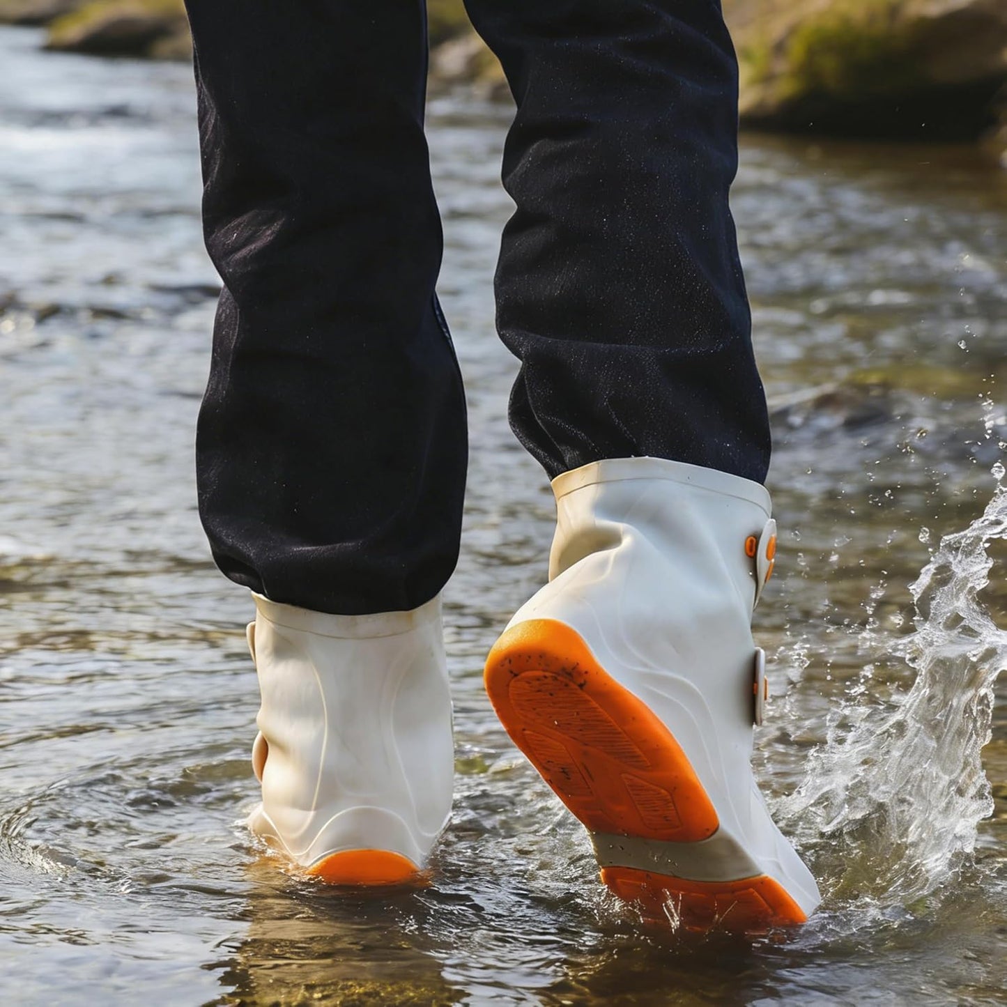 Fundas reutilizables zapatos impermeables naranja