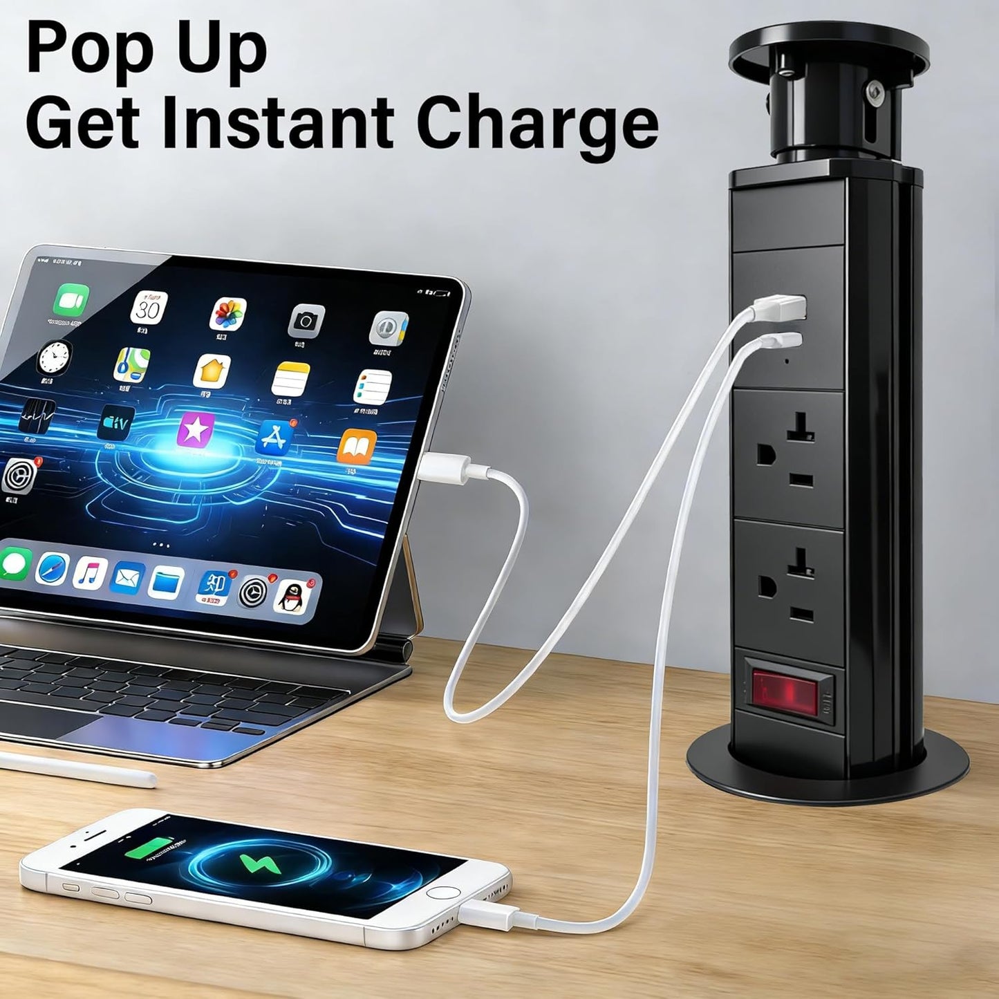 Enchufe USB emergente con 2 enchufes CA y USB-C 5.5pies NEMA