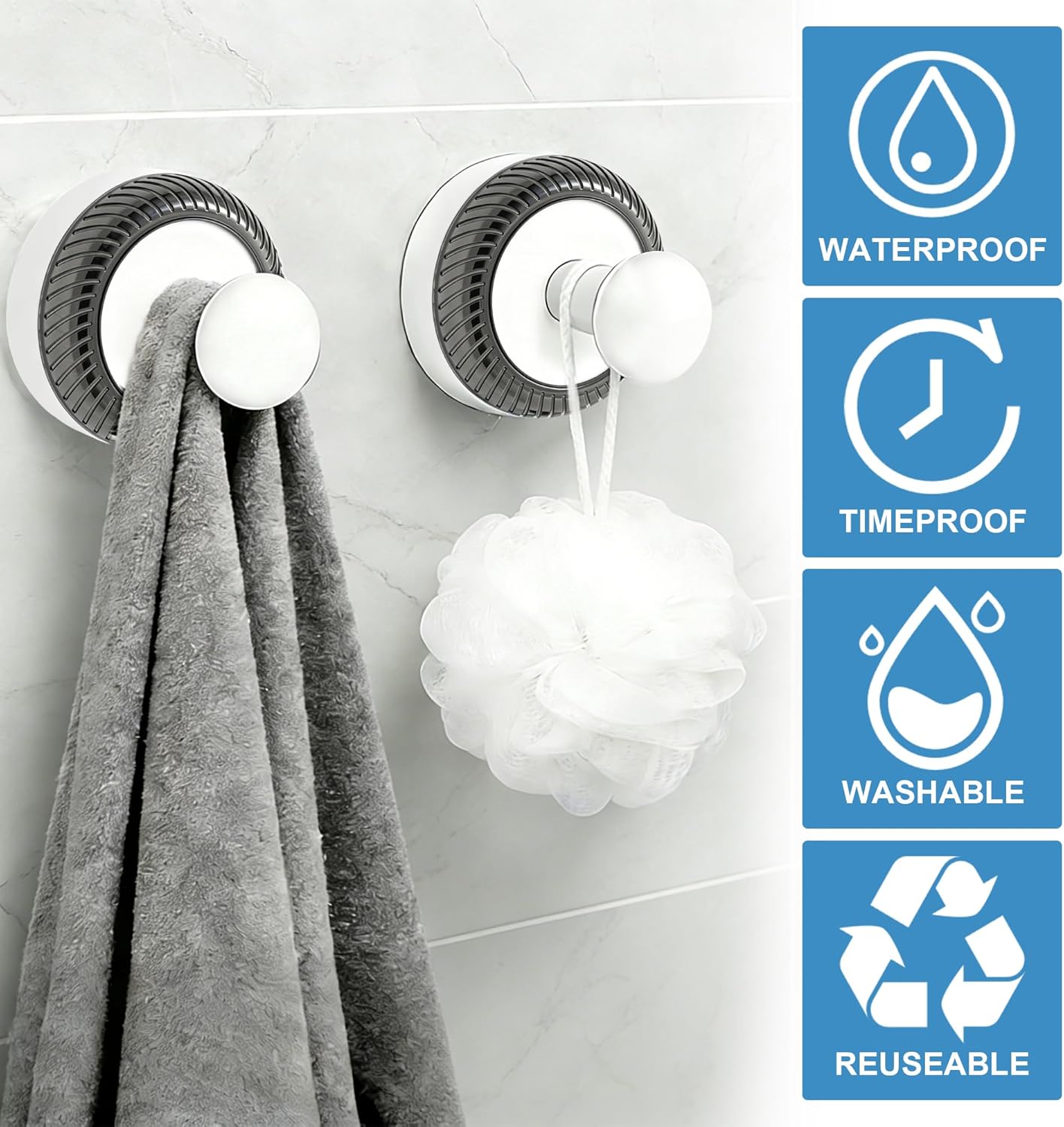 2 Ganchos Ventosa Pared Ducha Resistentes Vacío Extraíbles