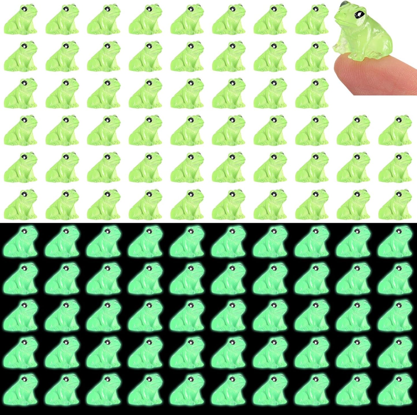 140 Ranas Resina Miniatura Brillan en Oscuridad Decoración Hogar