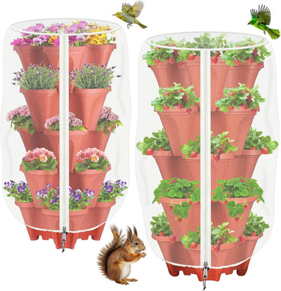 2 Macetas Verticales Jardín 39x20pulg 5 Niveles Cubierta Malla