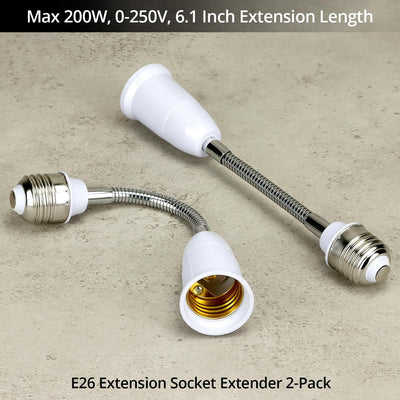 Extensor portalámparas E26/E27 flexible 6.1 pulg set 2