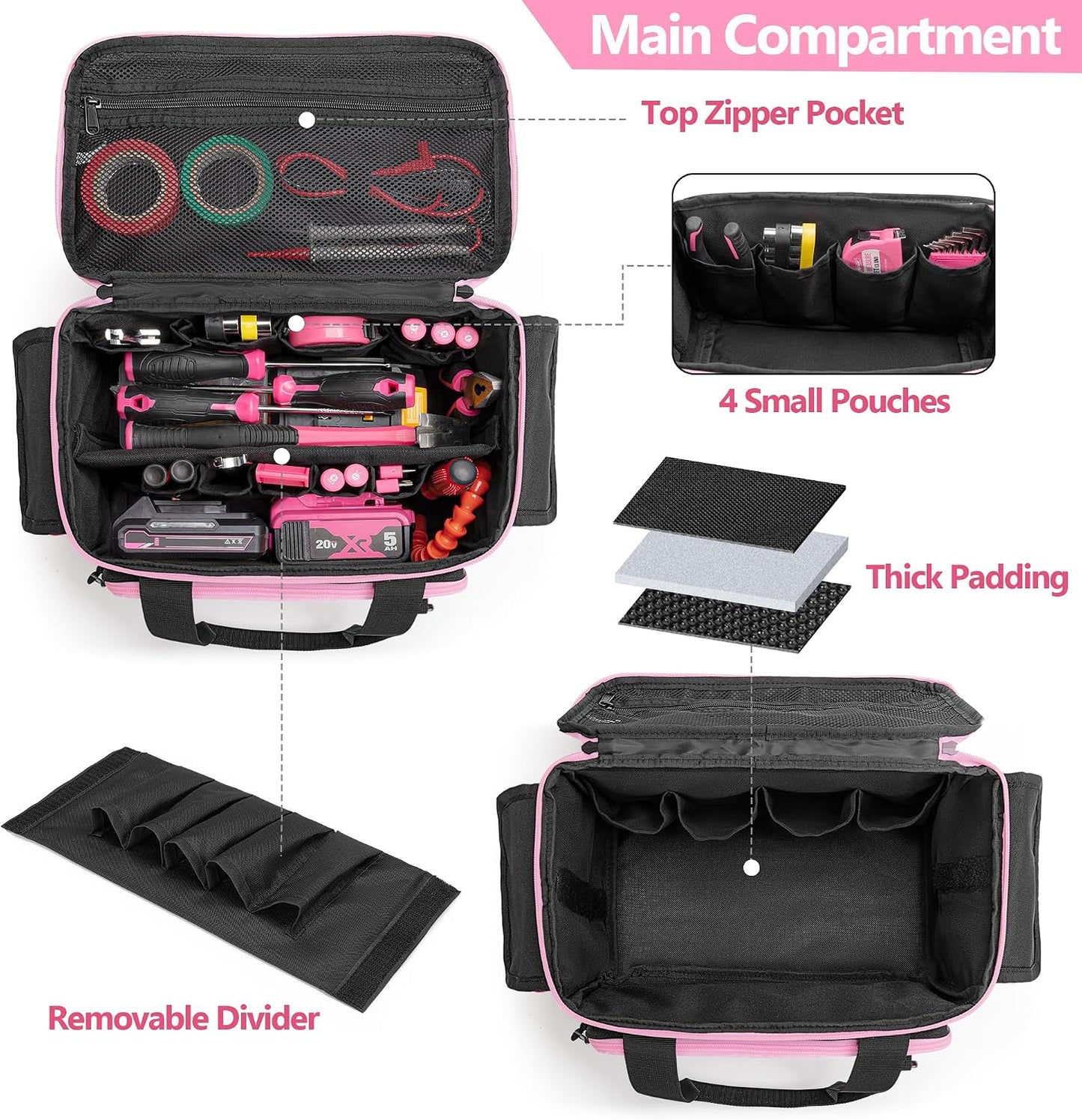 Bolsa herramientas rosa mujer organizador tactico