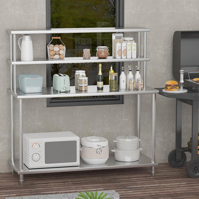 Mesa trabajo acero inox 60x24pulg con estantes ajustables