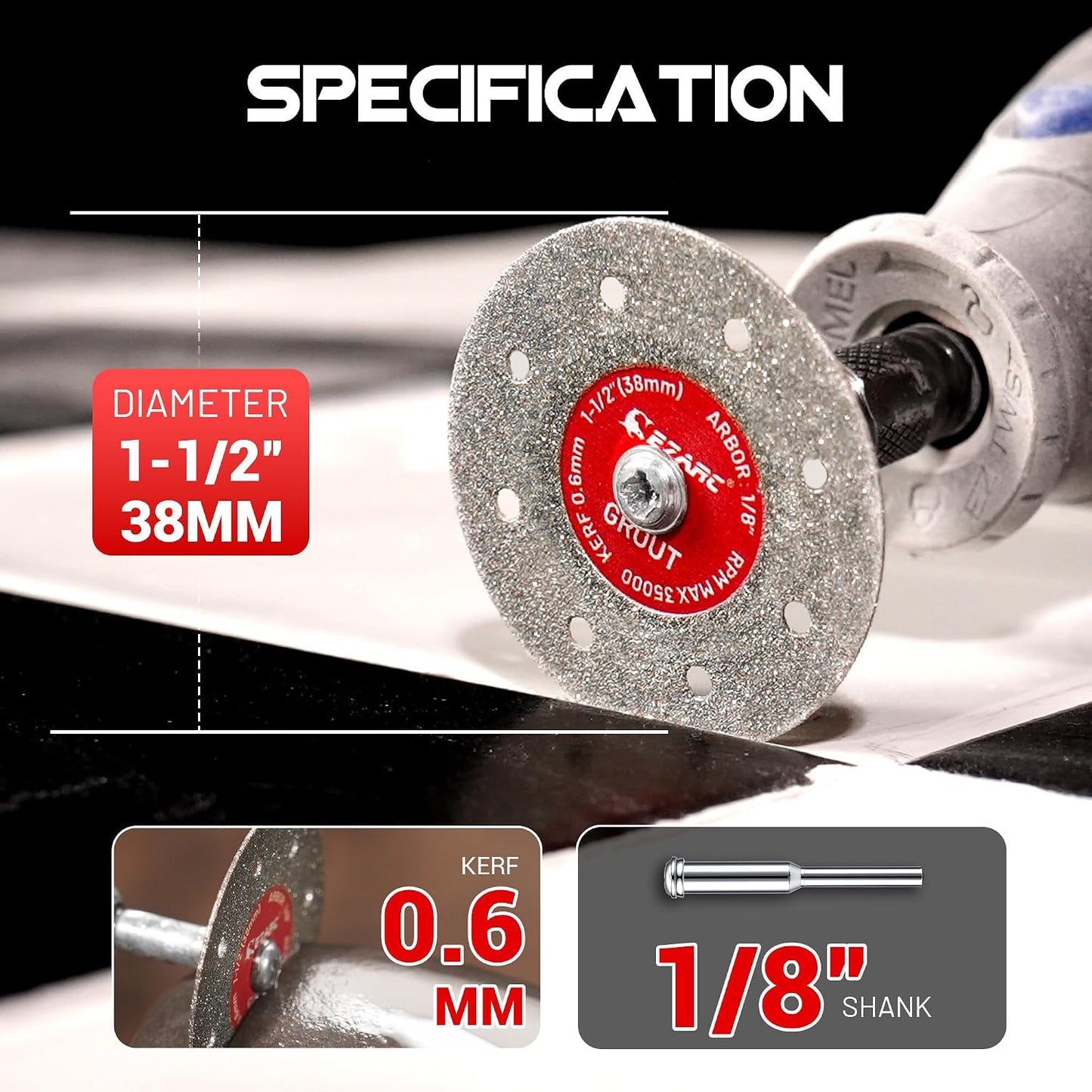 Rueda corte diamante 1.5x1/8pulg 0.024pulg set 3