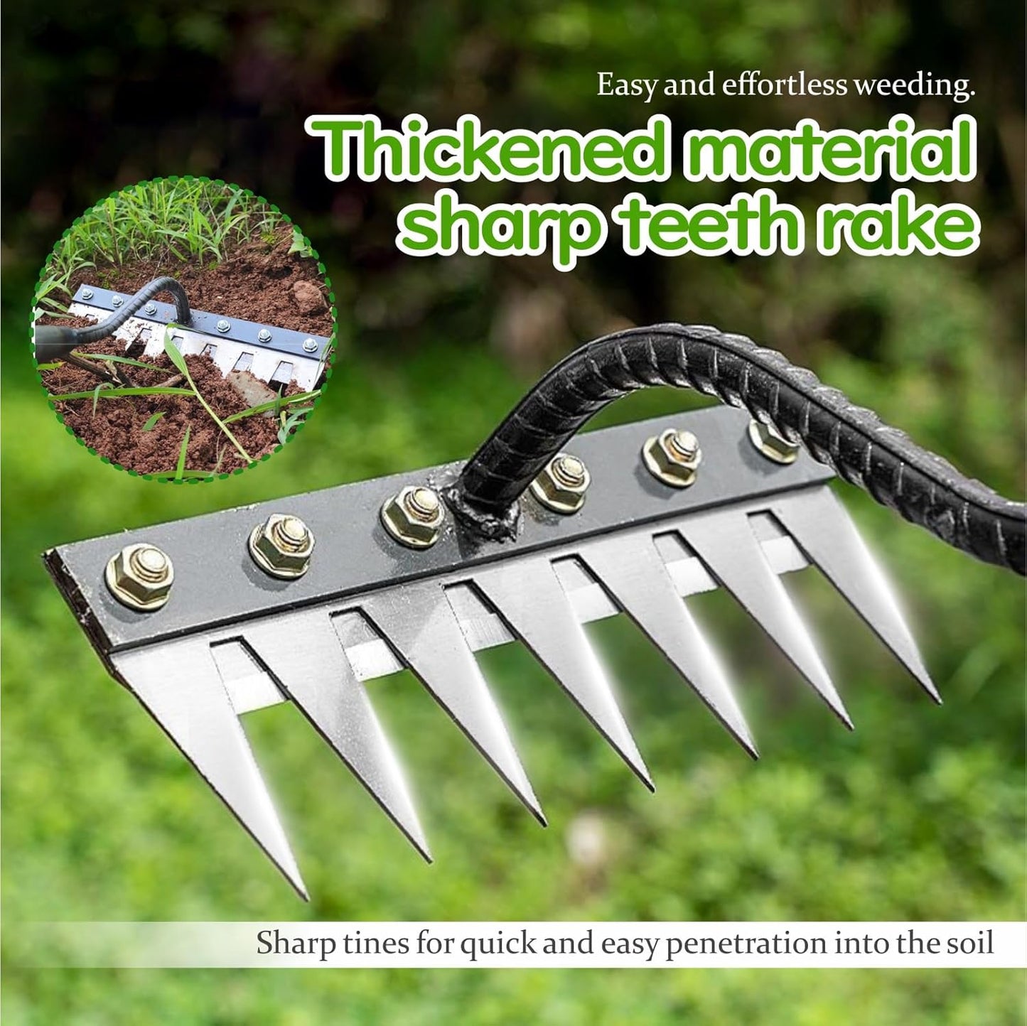 Rastrillo Hierro Extractor Malezas Jardinería 8 Dientes