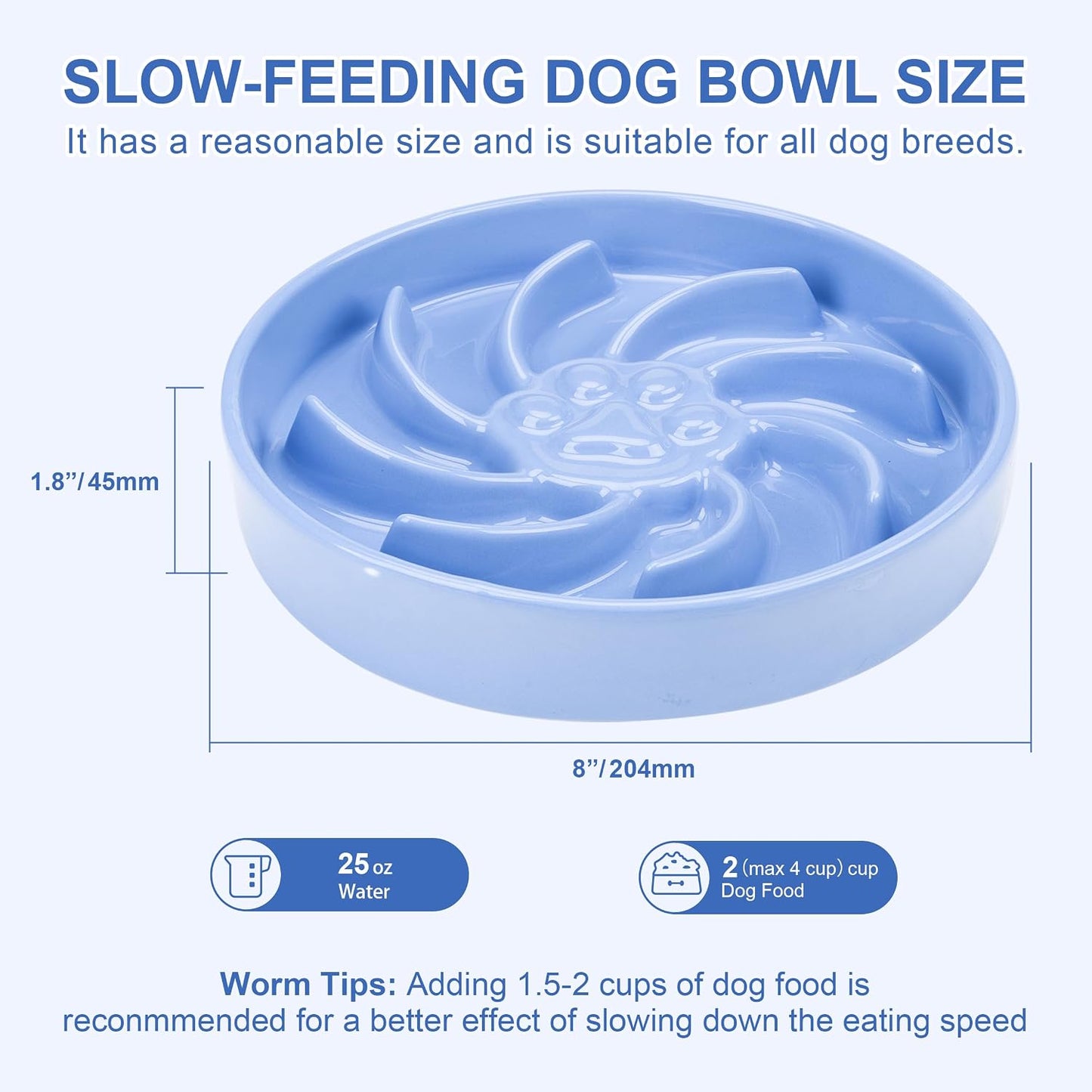Cuenco cerámica perros raza media 25oz alimentación lenta