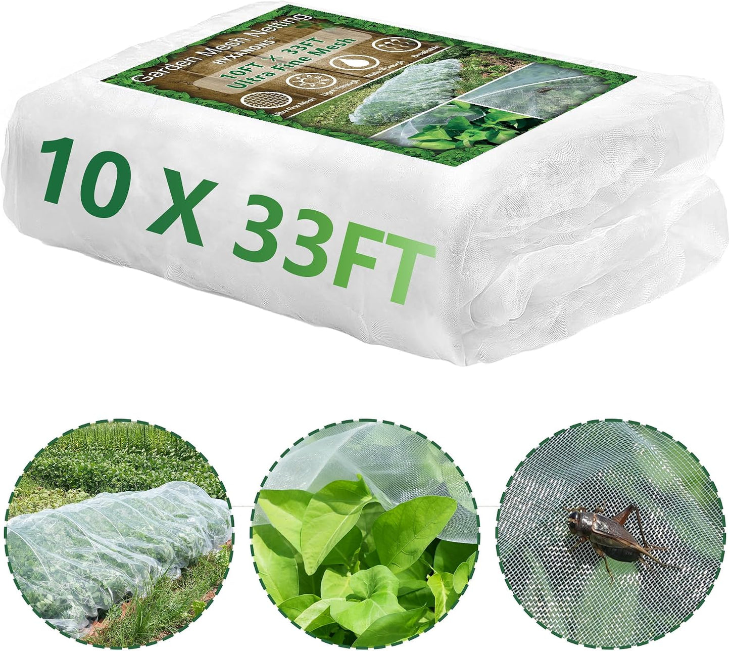 Malla jardín 10x33ft cubiertas blancas plantas
