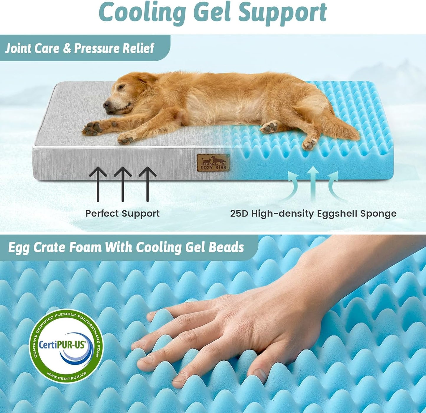 Cama ortopédica impermeable para perro jaula 36x27x3