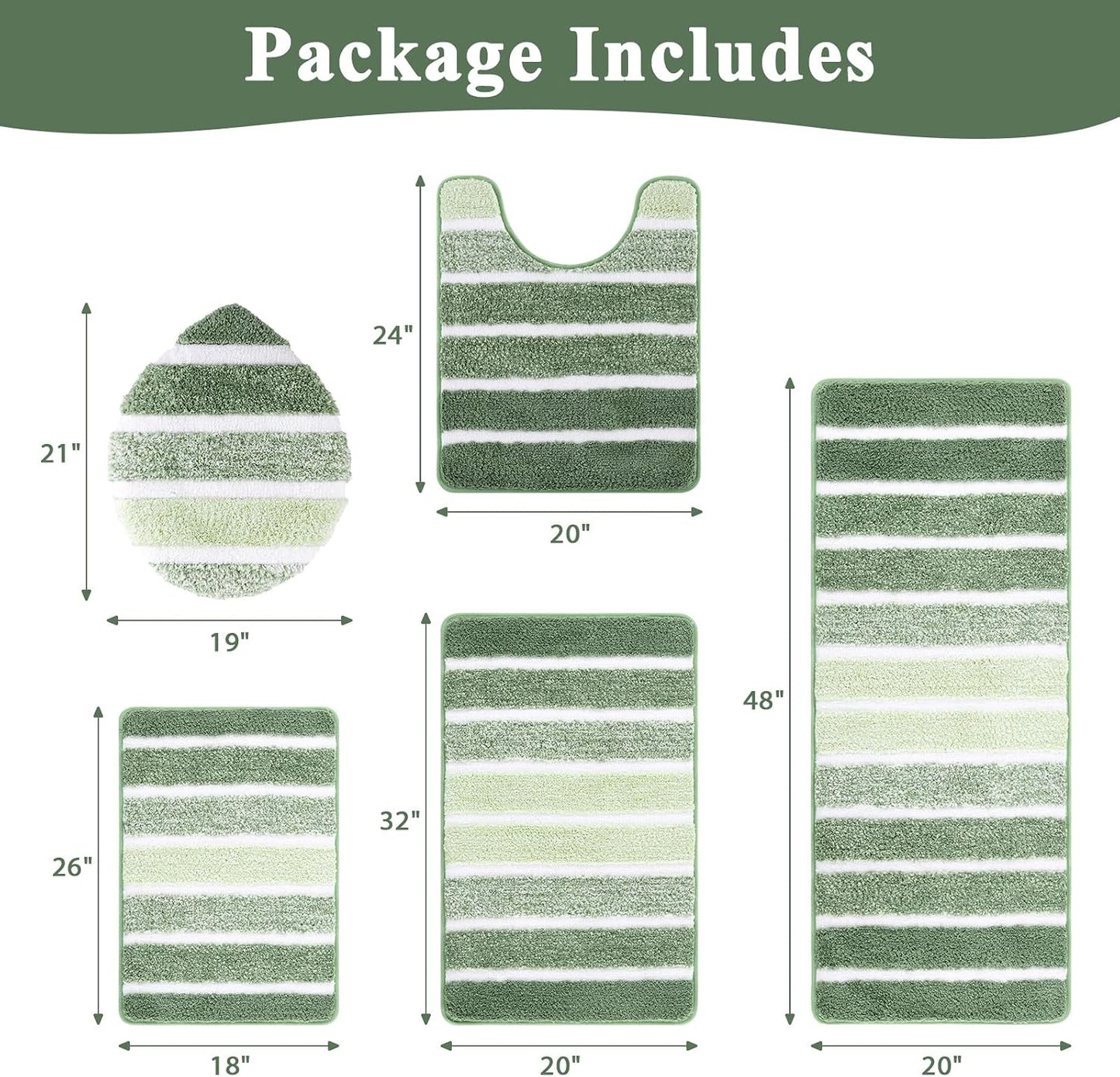 Set 5 Alfombras Baño Microfibra Absorbente Antiderrap