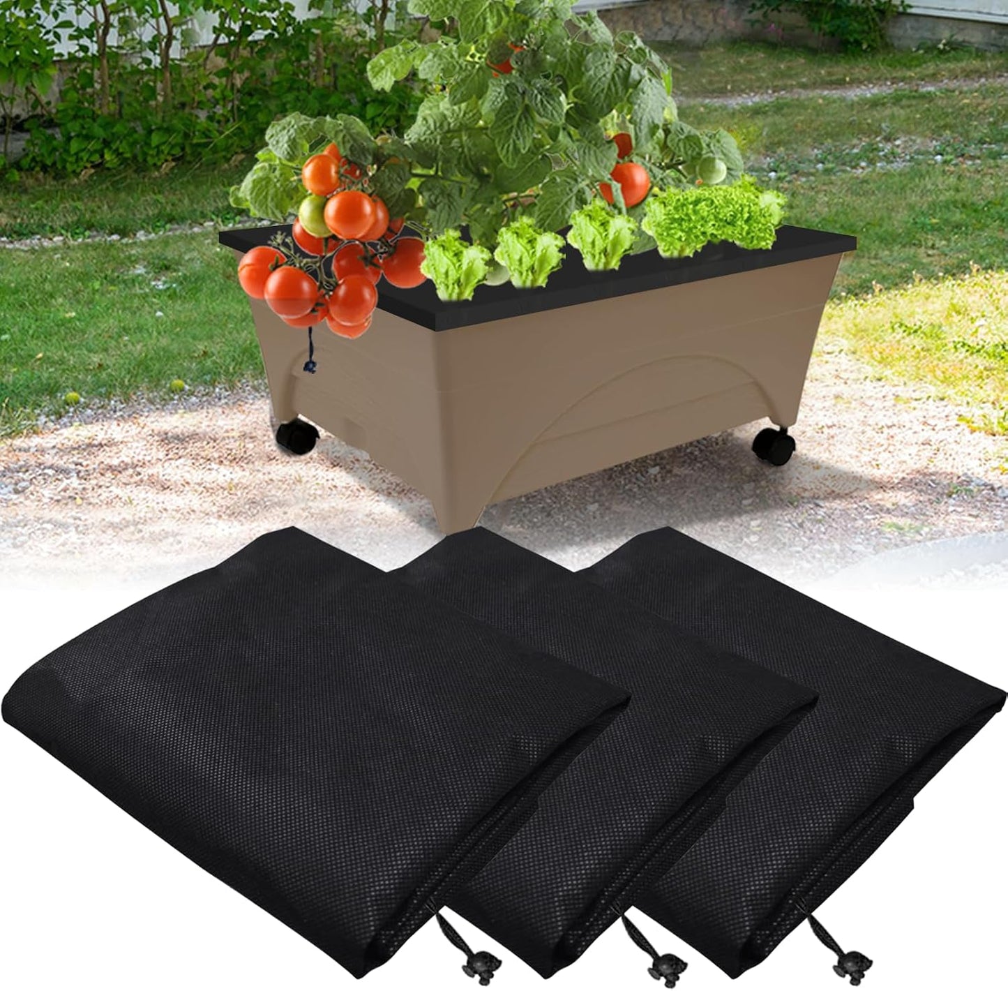 3 Pzas Cubiertas Mantillo 20x24pulg Negro