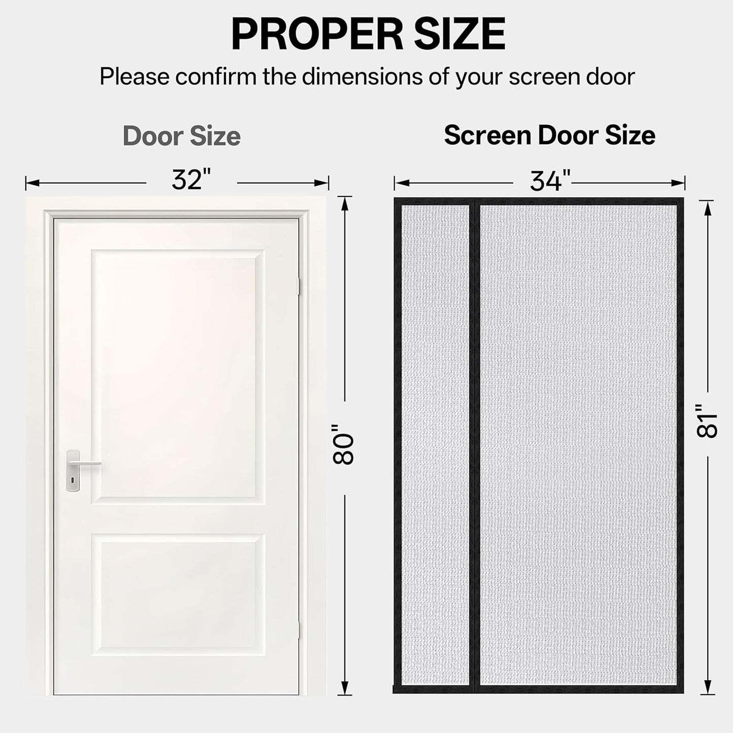 Puerta mosquitera magnética 32x80pulg malla poliéster resistente