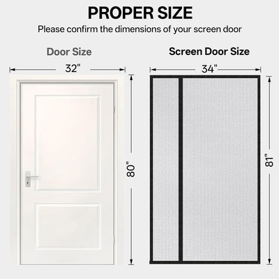 Puerta mosquitera magnética 32x80pulg malla poliéster resistente