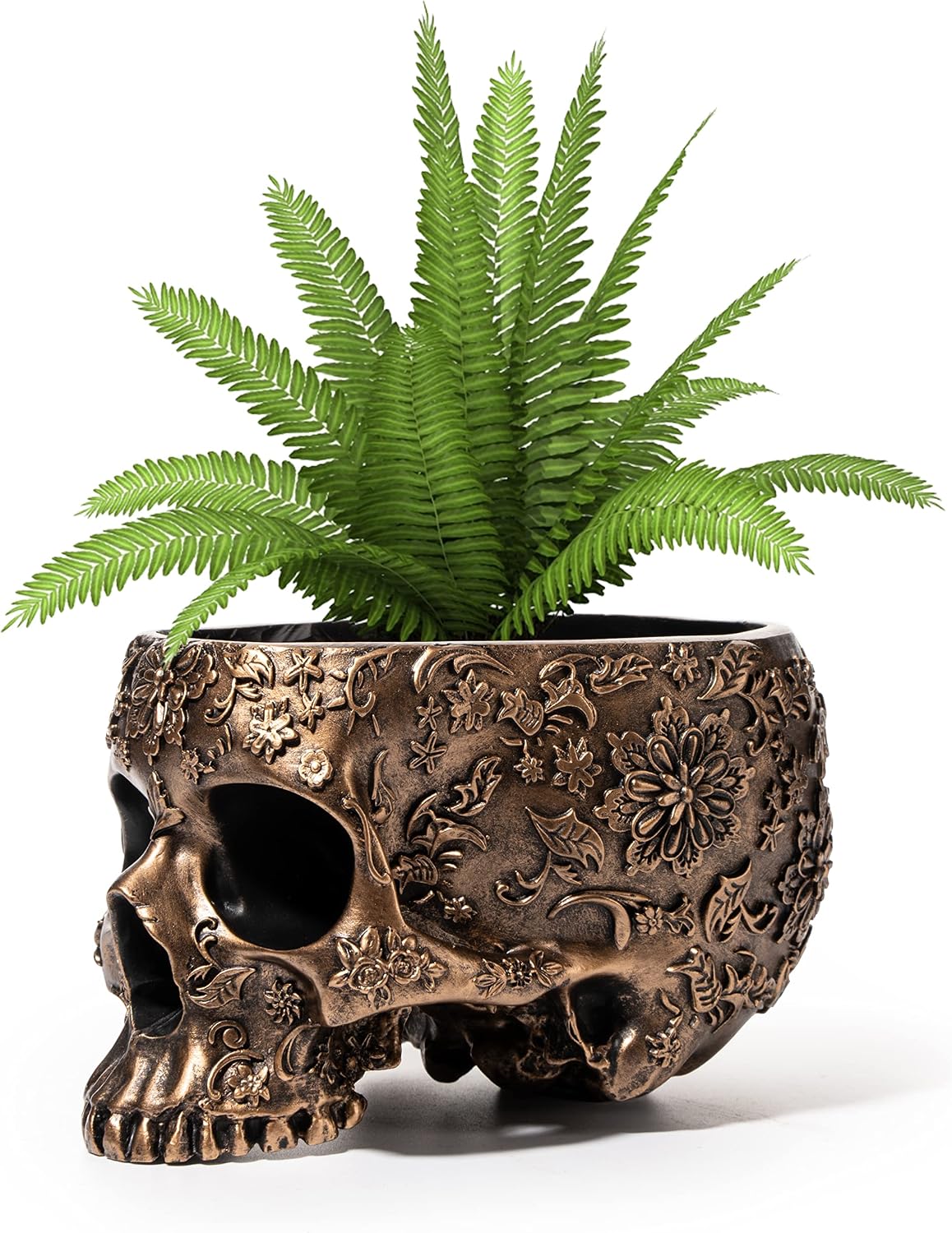 Maceta calavera bronce 6pulg decoración gótica Halloween