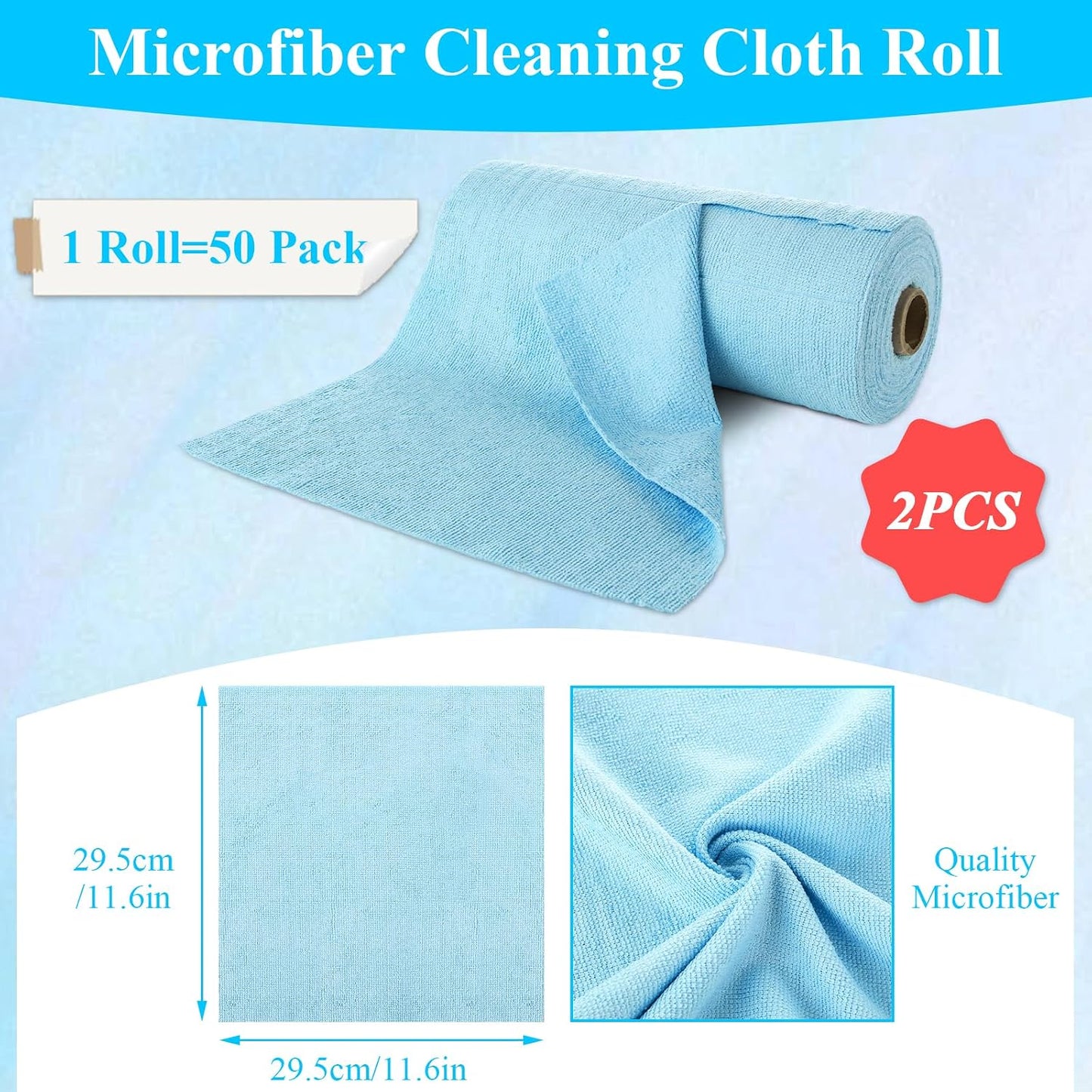100 Rols Paño Microfibra 12x12pulg Reutilizables Hogar