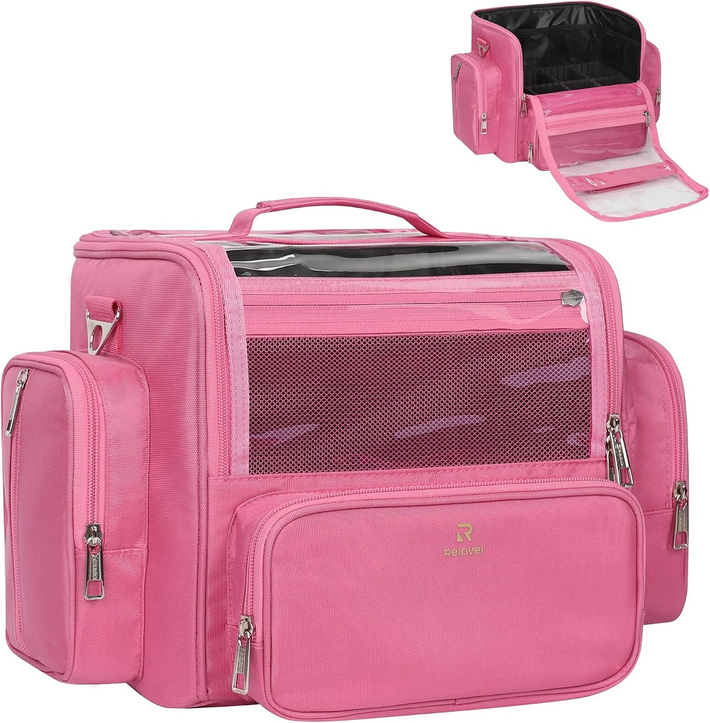 Bolsa brochas maquillaje transparente con tapa viaje