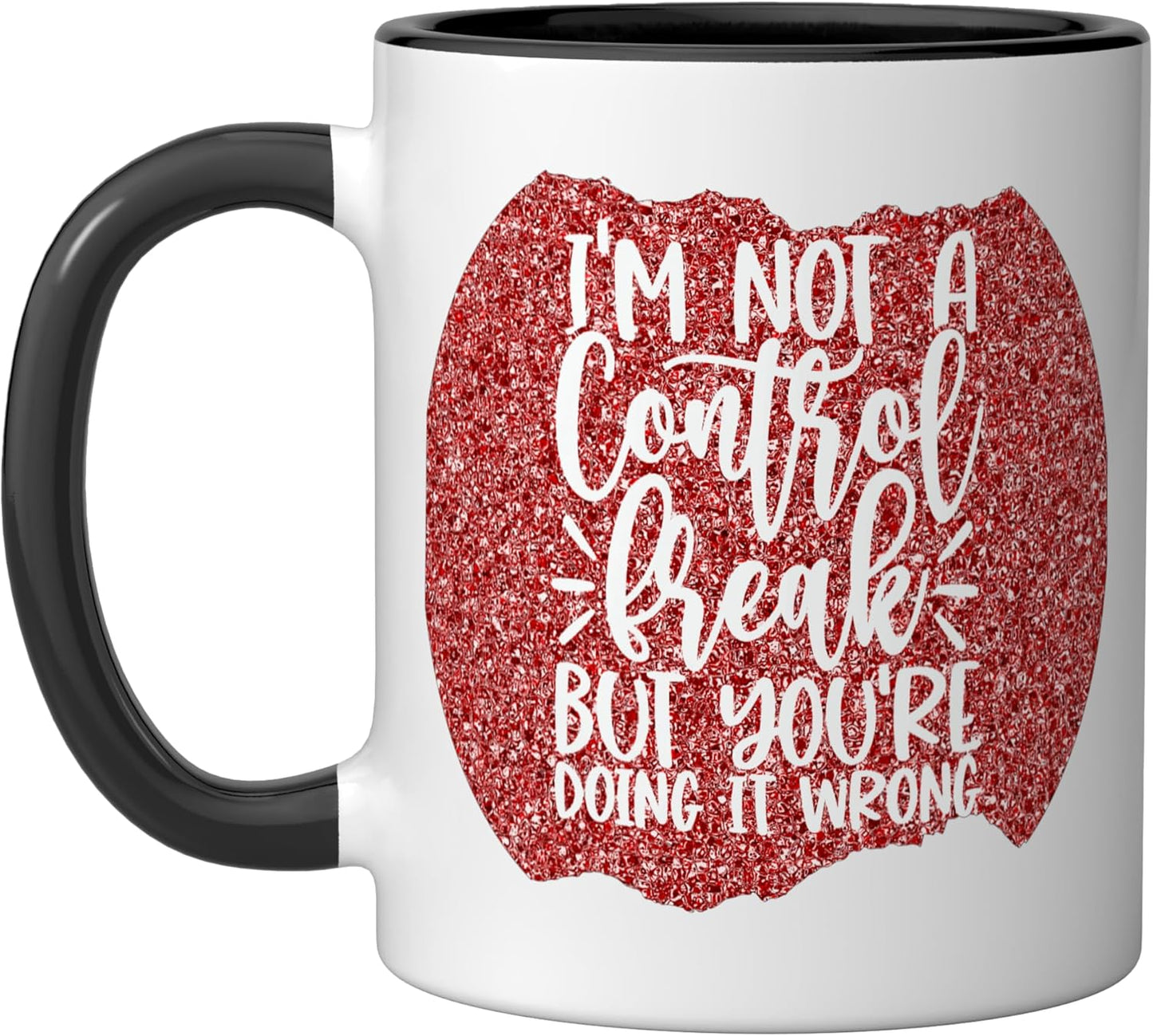 Taza Cerámica con Frase Irónica Fondo Rojo Negro/Blanco