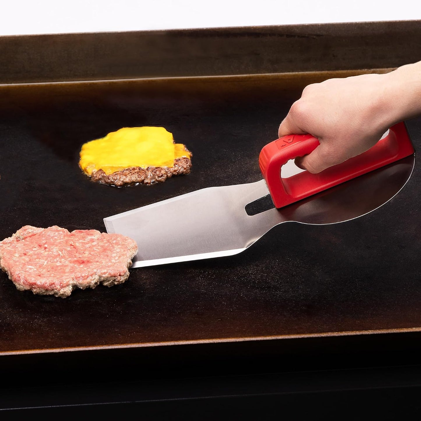 Prensa hamburguesas acero inox con espátula y base magnética