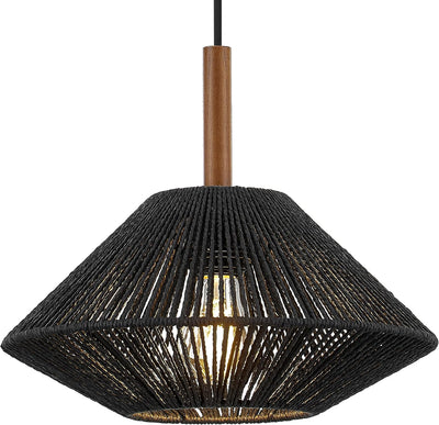 Lámpara colgante moderna de 12.6pulg madera fresno ratán bohemio