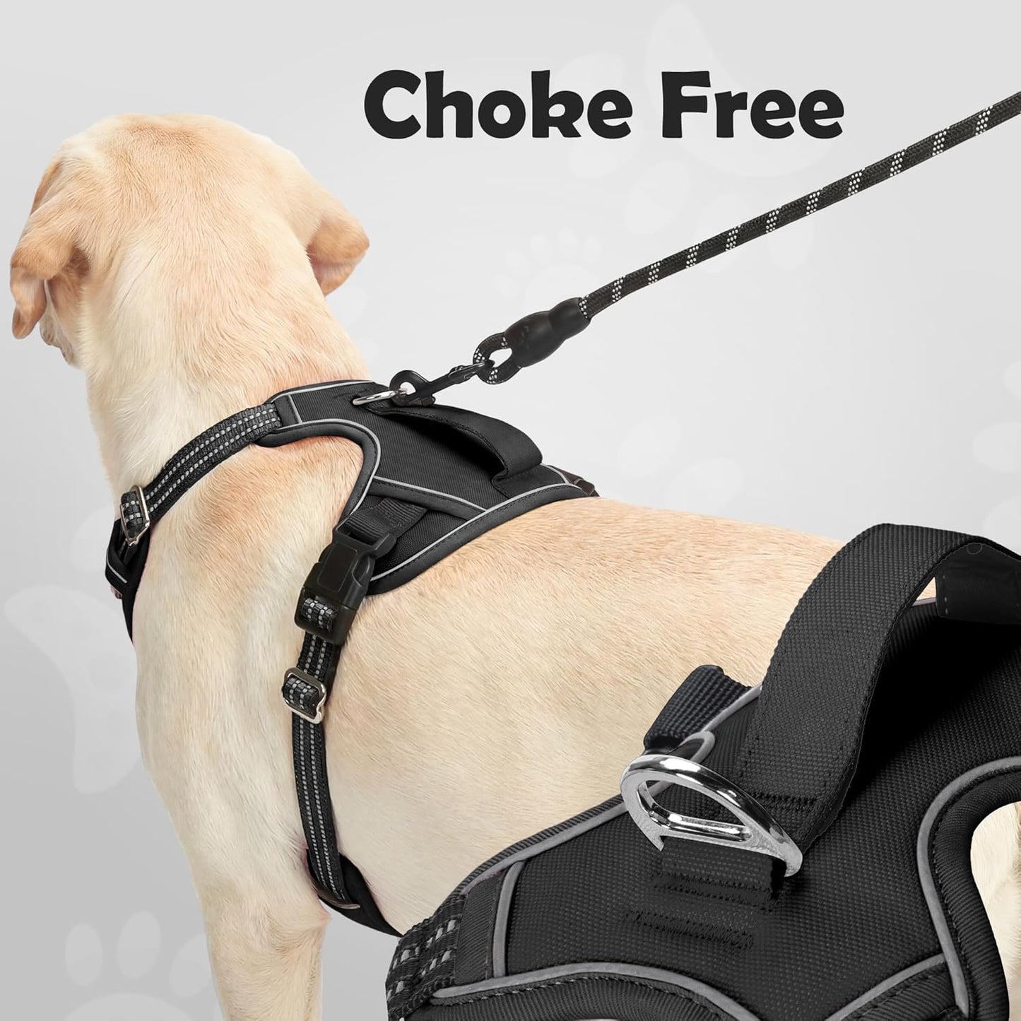 Arnés perro XL ajustable sin tirones mango vertical reflejante